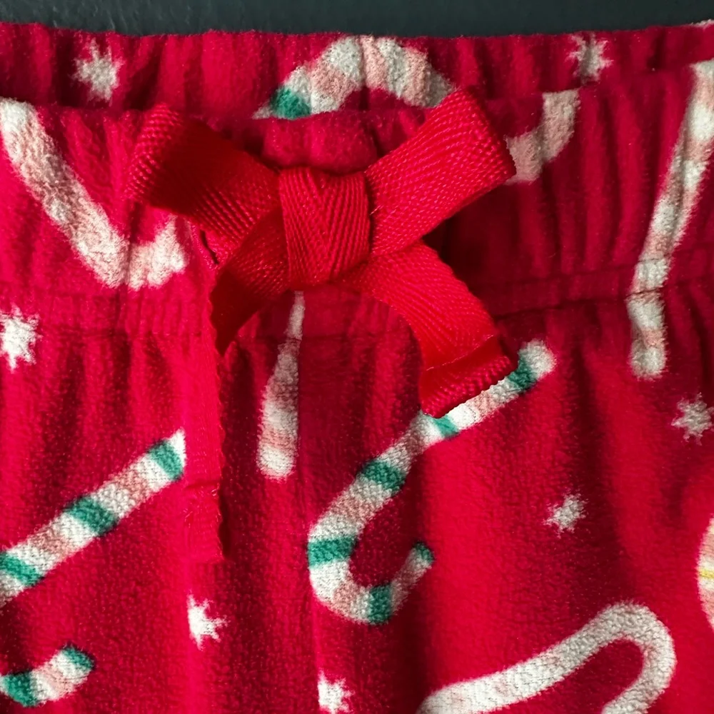 🩷 OLD NAVY girls pajama pants size 8 youth hot pink candy canes fleece pjs EUC